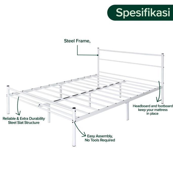 Tempat Tidur Dipan Sandaran Zinus Geraldine Besi DIY Bed In a Box