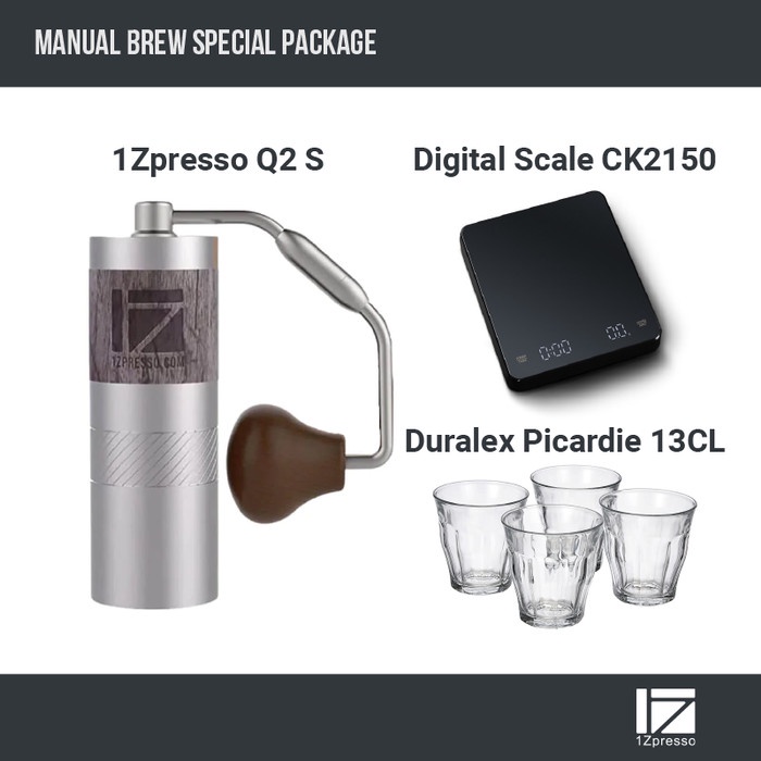 Terlaris Coffee Grinder 1Zpresso Q2-S Free Digital Scale + 4Pcs Glass Duralex