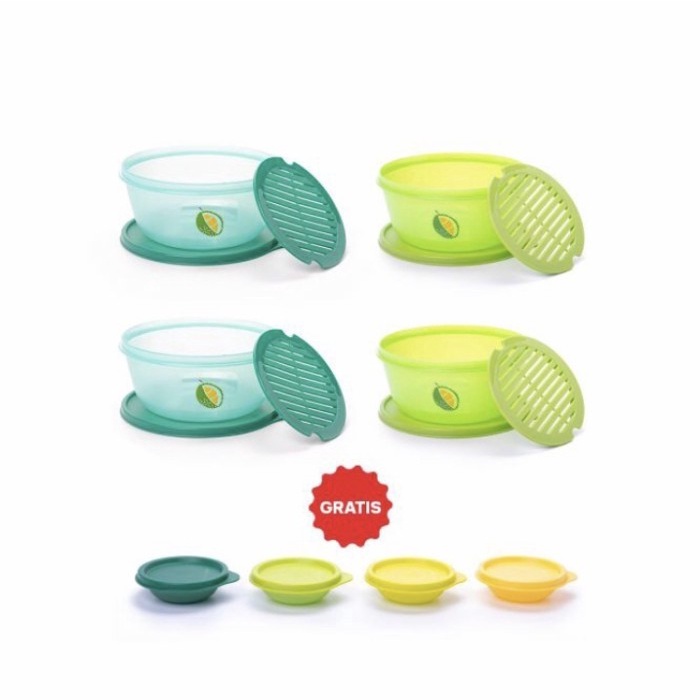 Terlaris Tupperware Fruity Keeper(4) Free Grid 4Pcs And Dipping Bowl 4Pcs [A06]