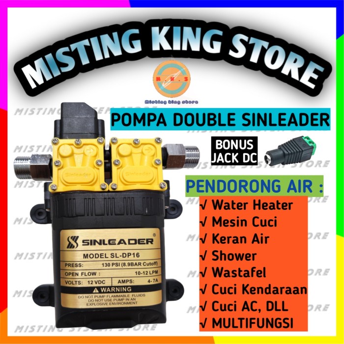 DOUBLE PUMP DC 12V POMPA AIR BOOSTER WATER HEATER SHOWER MESIN CUCI
