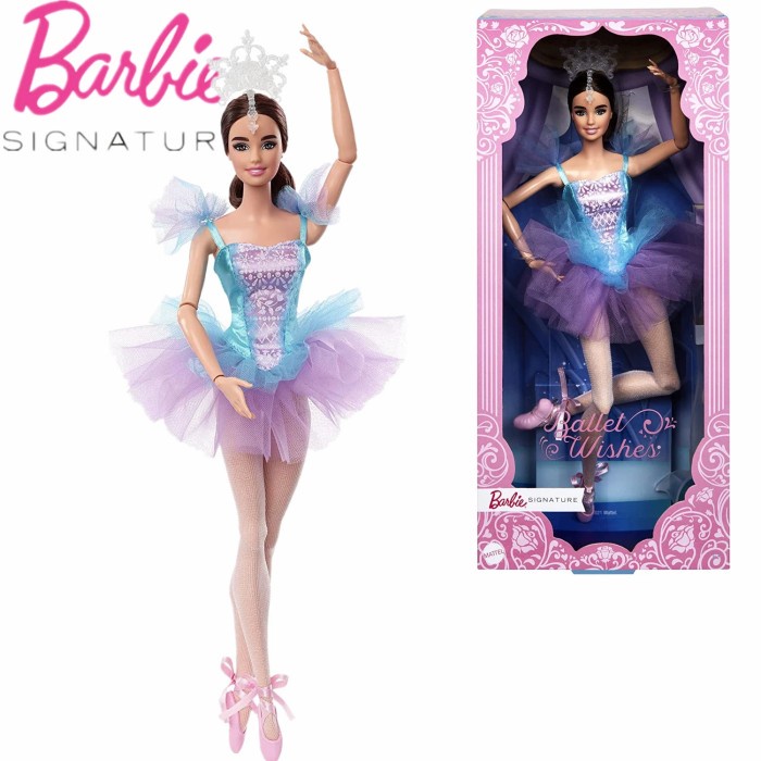 Boneka Barbie Signature Made to Move Ballerina Wishes Brunette Doll