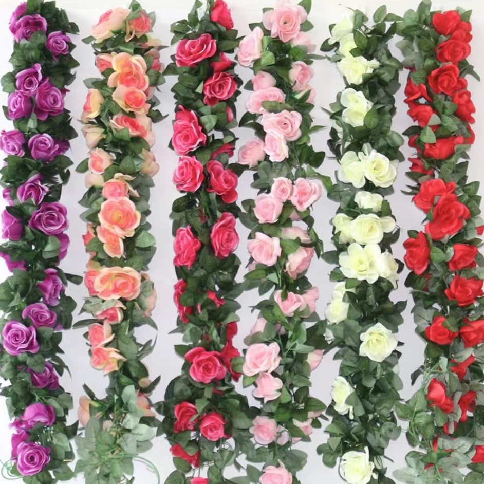 VJDF9547 ORIGINAL% 2.3m Bunga Rambat Hias Rose Ornamen Tanaman Flower Bunga plastik Buatan Hias Deko