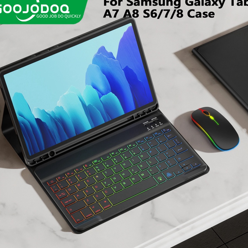 Baru Tablet Case For Samsung Galaxy Tab A7 A8 Case Keyboard For Samsung Tab S6 Lite Case Rainbow Key