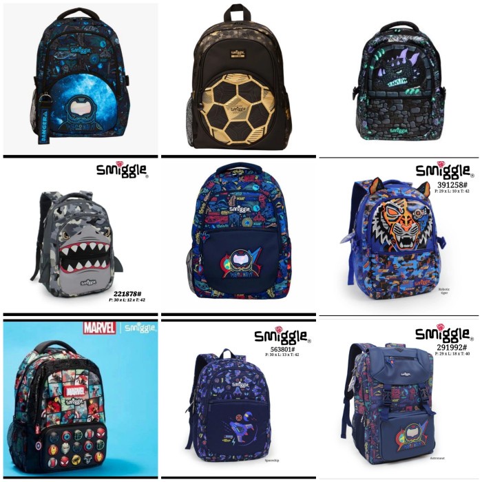 ✿KOP✿ Smiggle Backpack Ori Tiger Astronot Soccer Shark Dragon Marvel DISKON