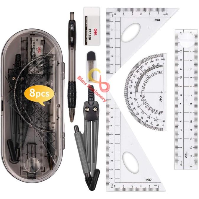 

Sale Now Jangka Penggaris Busur Sekolah Deli Compass Drafting Set Square Ruler Limited Edition