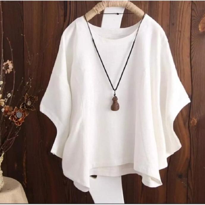Atasan batwing jumbo Putih [Baju Atasan Wanita 0140] merk TA1A