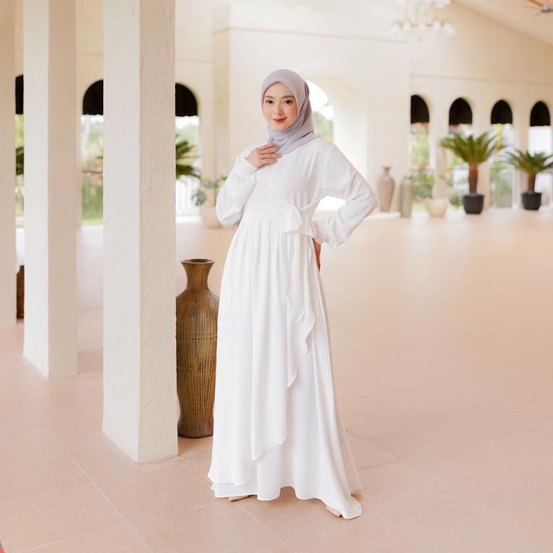 GAMIS PUTIH TERBARU CRINCLE AIRFLOW DRESS PUTIH BROKRN WHITE