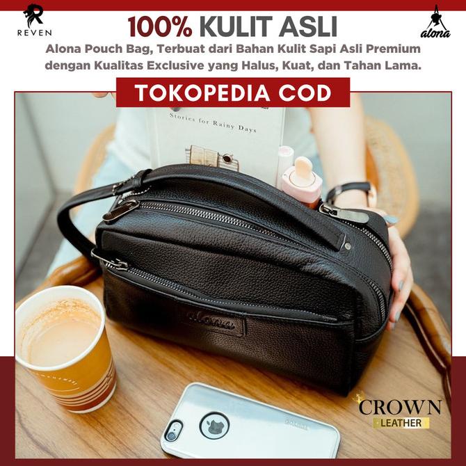 Pouch Tas Tangan Handbag Alona Pouch Wanita Branded Cluth Kulit Asli
