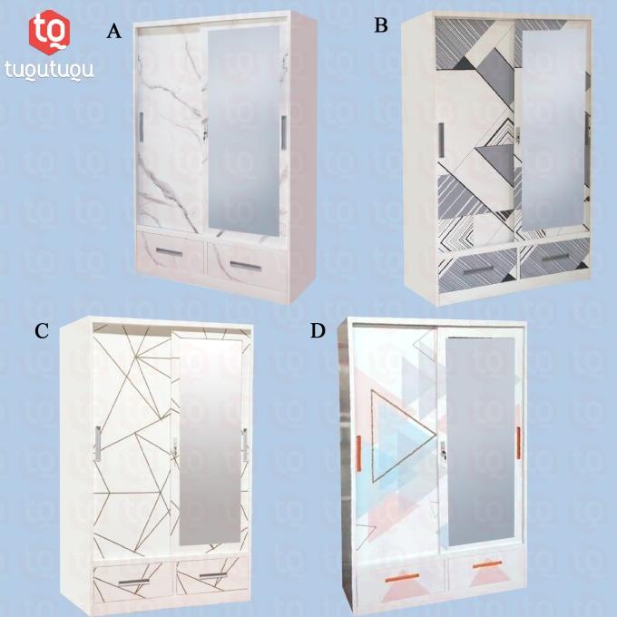 #####] Lemari Pakaian Baju Besi 2 Pintu Sliding Geser Minimalis