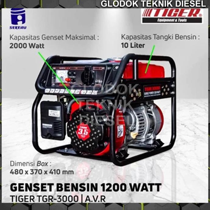 Genset Generator Listrik Type 3000 1200 Watt Bensin Portable Genset