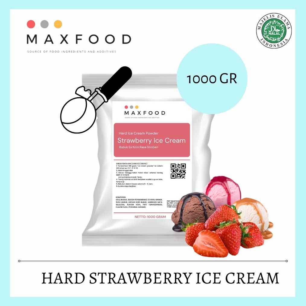 

HQRR3922 MAXFOOD - Hard Strawberry Ice Cream / Bubuk Es Krim Stroberi 1 Kg