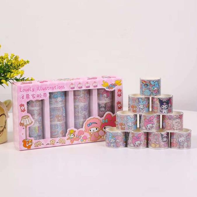 

Ready Stiker Rol Isi 12 Sticker Korea Momo Pet Kado Washi Tape Kuromi Murah Original