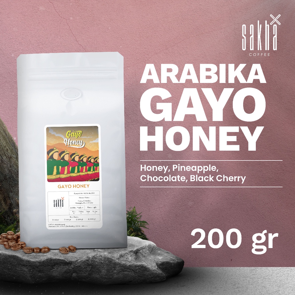 

Biji Kopi Arabika Gayo Honey Arabica Coffee Roast Beans Sakha Roastery 200 Gram Coffe Biji Bubuk