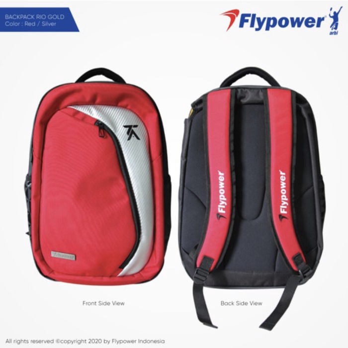 [Best Seller] Tas Badminton Flypower Ransel Backpack Rio Gold Merah Original Limited