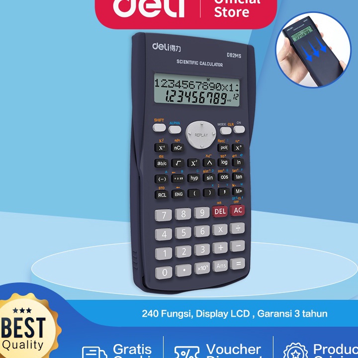 

FRDW1488 Terlaris Deli ED82MS Scientific Calculator Kalkulator Scientific 240 Function untuk sekolah dan kantor