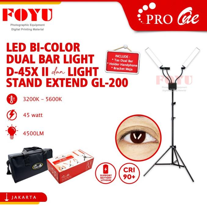 BARU  LED Bi-Color Dual Bar Glam Light Pro One D-45X dan Light Stand GL-200