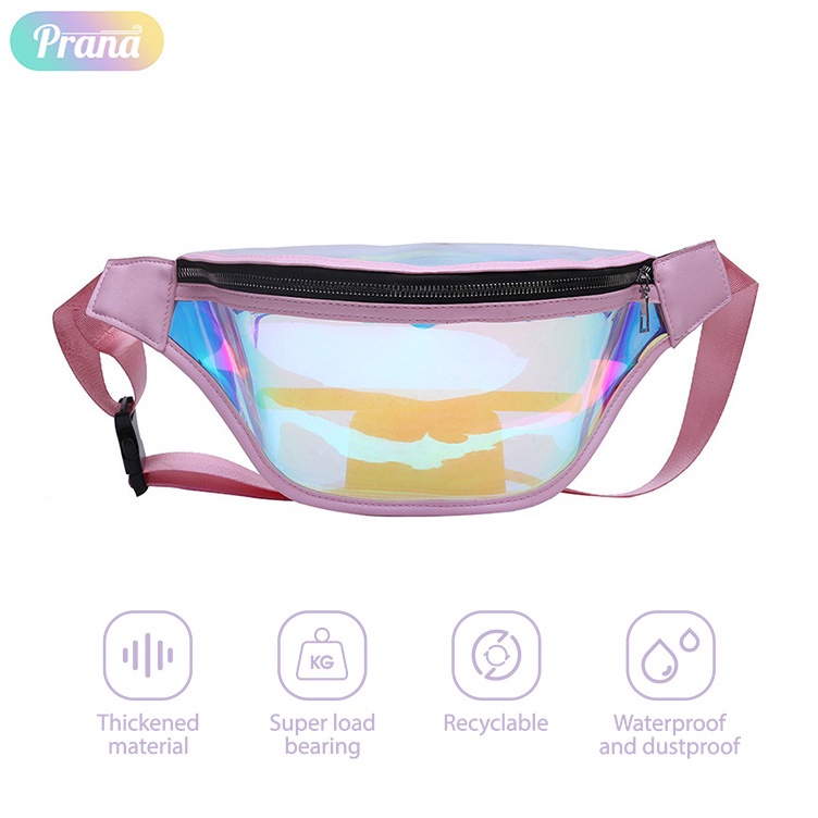 HFXL7095  PRANA Tas Fashion Wanita Waistbag Hologram / Tas Pinggang Model Transparan Waterproof PN-F