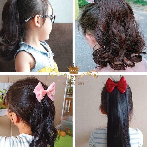 [T✓/H✯) Wik Ponitail Extension untuk Anak Style Pendek - Rambut Palsu Anak Model Ekor Kuda/ virral➲