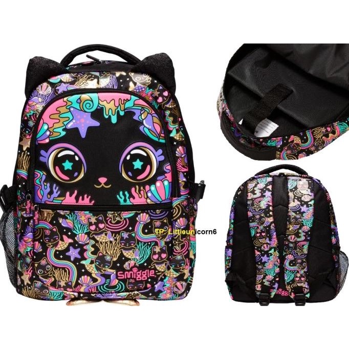 Smiggle Attach Hey Black cat backpack lunchbag hardtop bottle original