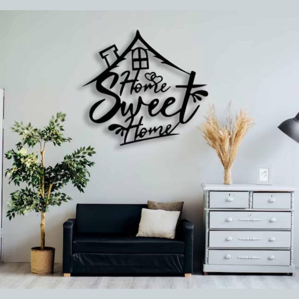 KREASI KAYU (3D ) (40x40cm) Hiasan dinding Home - Spesial Decor HOME timbul Tulisan home sweet home 