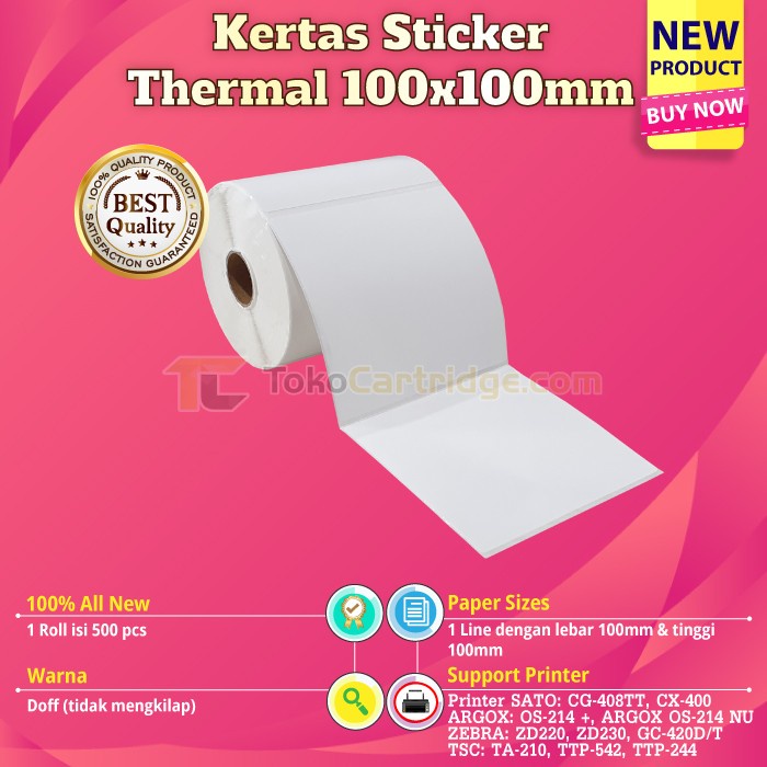 

Bestseller Kertas Resi Label Thermal Barcode 100X100 100X150 78X100 Roll 500Pcs