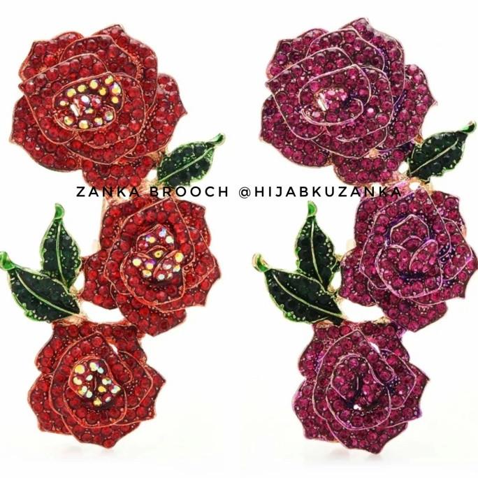 bros kebaya bunga mawar besar rhinestone | rose brooch