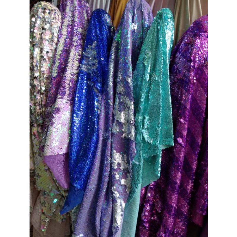 KAIN/BAHAN TILLE SEQUIN/TILLE PAYET/PAYET BOLAK BALIK