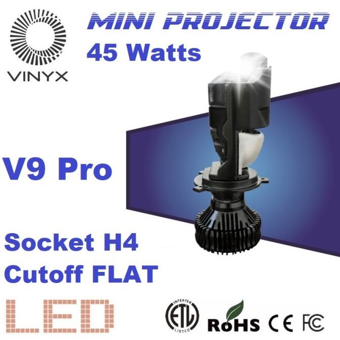 Lampu LED VINYX V9 Pro 45W Projie H4 Mini Projector Lensa Motor Mobil