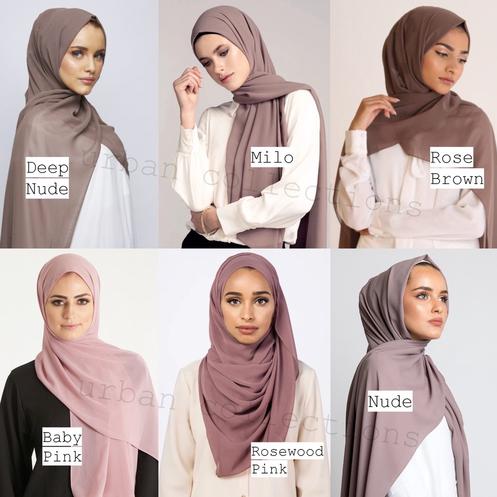 LANGSUNG ORDER Heavy Chiffon Pashmina / Arabian Pashmina Premium Quality Chiffon Hijab Import Hijab 