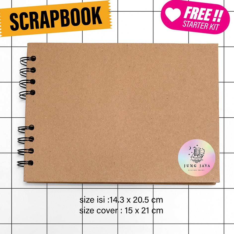 

Pro Seller Jung Java hardcover scrapbook / album foto / buku gambar / buku tulis / notebook A5 14.3x20.5cm (isi) Free starter kit