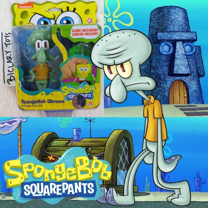 [[[ PROMO ]]] ORI Nickelodeon Squidward Figure In Slime Spongebob Patrick Slimeez