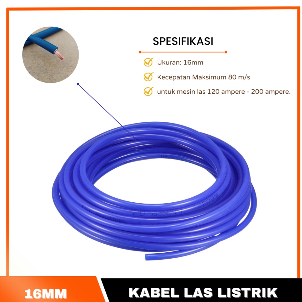 Asli Bagus Kabel Las Listrik 16mm Meteran Welding Cable 16 mm DOZIRO PRESCOTT Kabel Las Full Tembaga