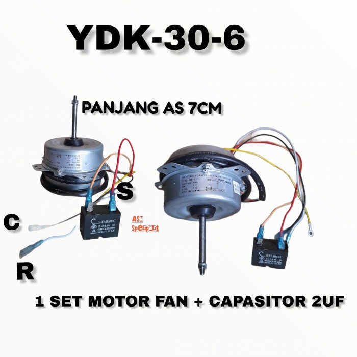 New Motor Fan Autdoor Ac Ydk-30-6 + Capasitor 2 Mf Sharp Lg Panasonik Kode Ma289