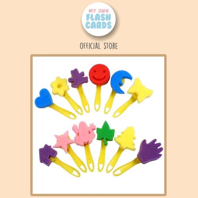 

DISKON!!! PROMO MURAH Set of 12 Character Sponge Brush Stamp - Kuas Spons Painting Lukis - Langsung Kirim