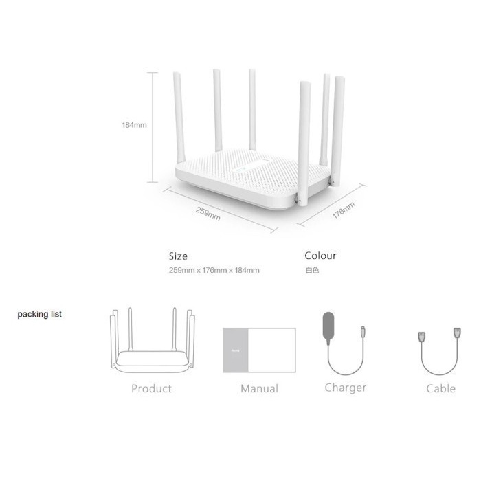 XIAOMI REDMI AC2100 Router Gigabit - Dual Band WiFi - up to 2033Mbps