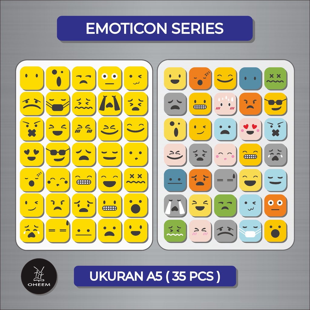 

STIKER PACKAGE EMOTICON SERIES Ukuran A5 dapat 35 pcs sticker Hp, Laptop, & Motor