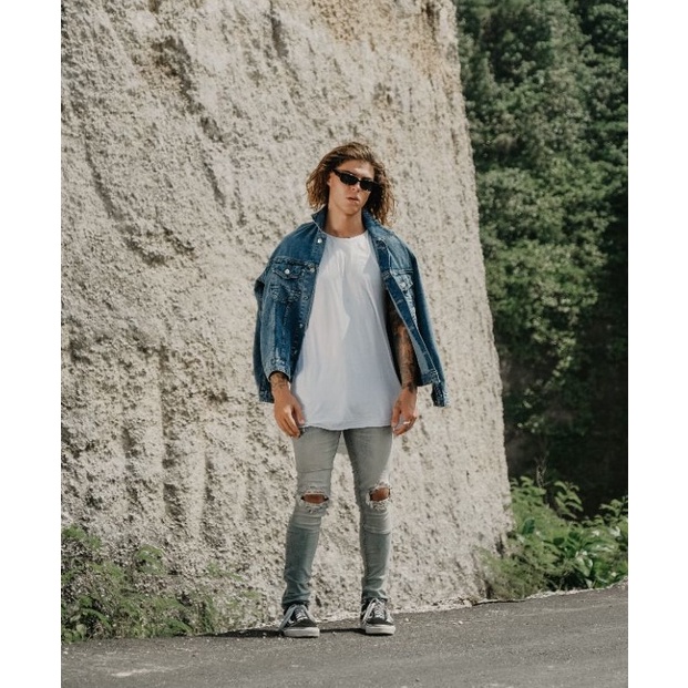 ready.. Weird Jeans  - Vintage blue M18 - Celana Jeans Pria Skinny Slimfit Ripped Jeans