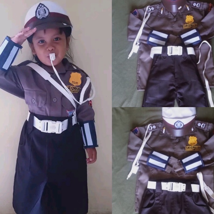 [I14J/➛> BAJU SERAGAM POLISI ANAK KECIL/ POCIL/ SERAGAM SATLANTAS ANAK KECIL/ BAJU SERAGAM POLISI KA