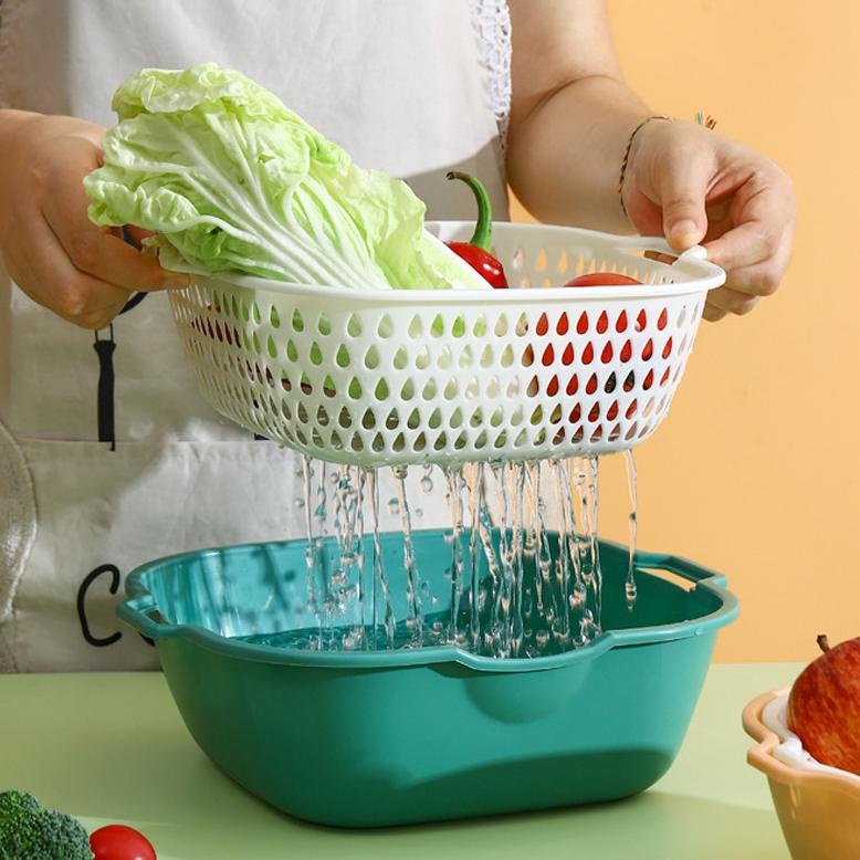 SALE KERANJANG SAYUR SARINGAN 8 BUAH SET SAYUR PLASTIK BASKOM CUCI SAYUR KERANJANG SARINGAN BUAH WAD