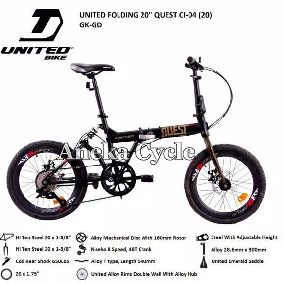 SEPEDA LIPAT DEWASA UNITED QUEST CL-04 20 INCH SUSPENSI RANINOFRIANI5