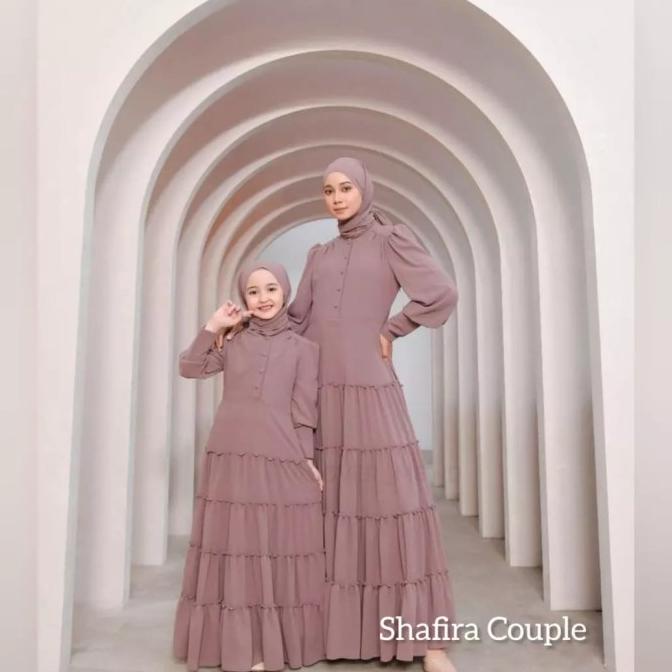 baju gamis couple ibu dan anak perempuan warna putih polos murah bagus