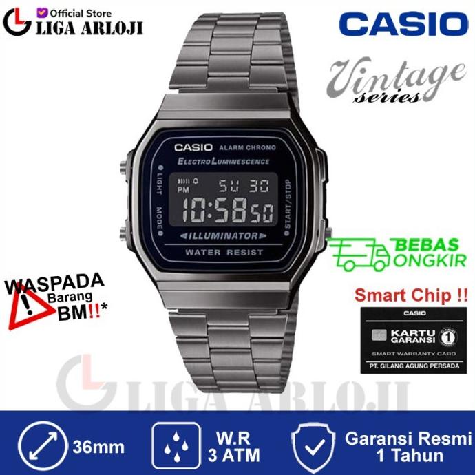 CASIO A168WGG-1BDF Jam Tangan Pria Digital Hitam A168WA A168WGG-1B