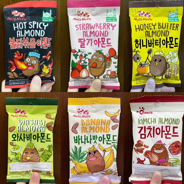 

Segera [SMALL] NUTS HOLIC Honey Butter Almond / Hot Spicy Almond / Strawberry Almond / Kimchi Almond / Wasabi Almond / Banana Almond Korea Halal