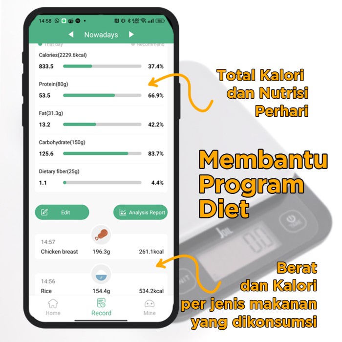 Murah Timbangan Makanan Kalori Diet Bluetooth Smart Food Scale Digital Joil NON COD