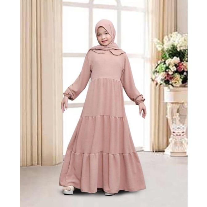 BAJU GAMIS ANAK PEREMPUAN UMUR 12 - 14 TAHUN REMAJA SYARI POLOS CHACA