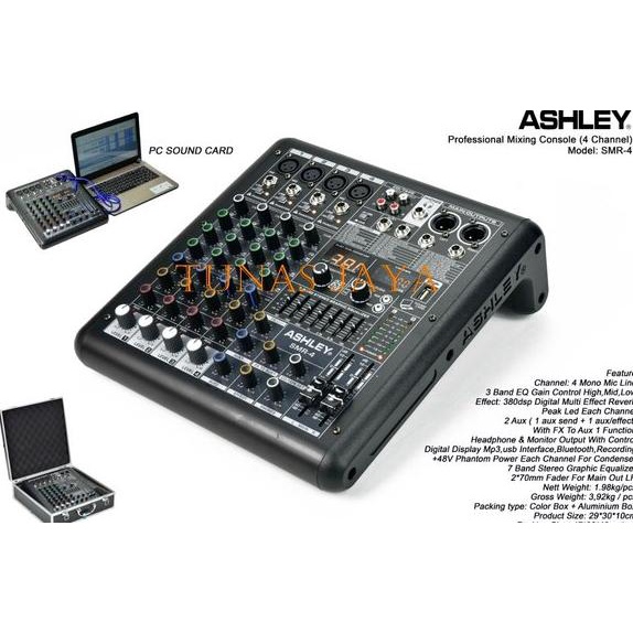 GARANSI MIXER ASHLEY SMR4 MIXER 4 CHANNEL ASHLEY SMR 4 ORIGINAL MIXER ASHLEY SMR4 FREE HARDCASE ASHL