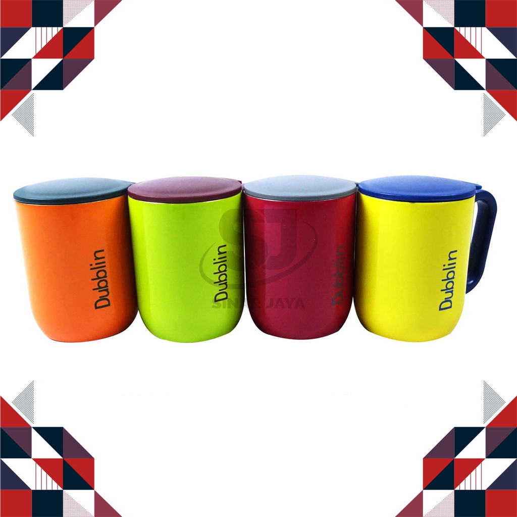 Mug Tutup/ Mug Set Warna/Mug Minum/Mug Set Polo 4Pcs Dublin