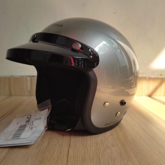 Helm Cargloss Cfm / Retro Warna Silver Met 8 Tanpa Kaca 100% Original Lapakwendy