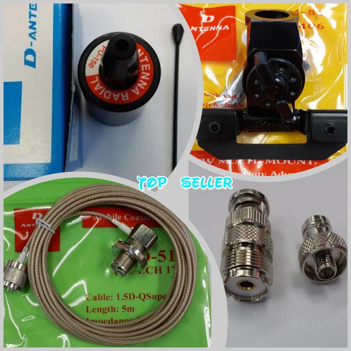 PAKET ANTENA LARSEN RIG MOBIL/HT PLUS KABEL TEPLON,BREKET,KONECTOR HT