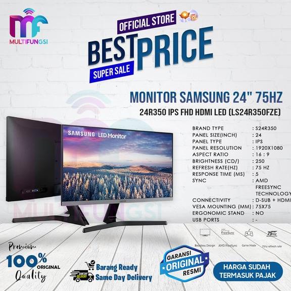 GARANSI Monitor Samsung 24inch 75hz S24R350 IPS FHD HDMI LED LS24R350FHE